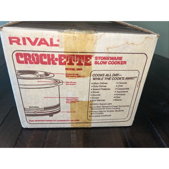 NIB New Vintage Rival Crock-Ette Stoneware Slow Cooker 1 Quart Almond Kitchen - Picture 4 of 9